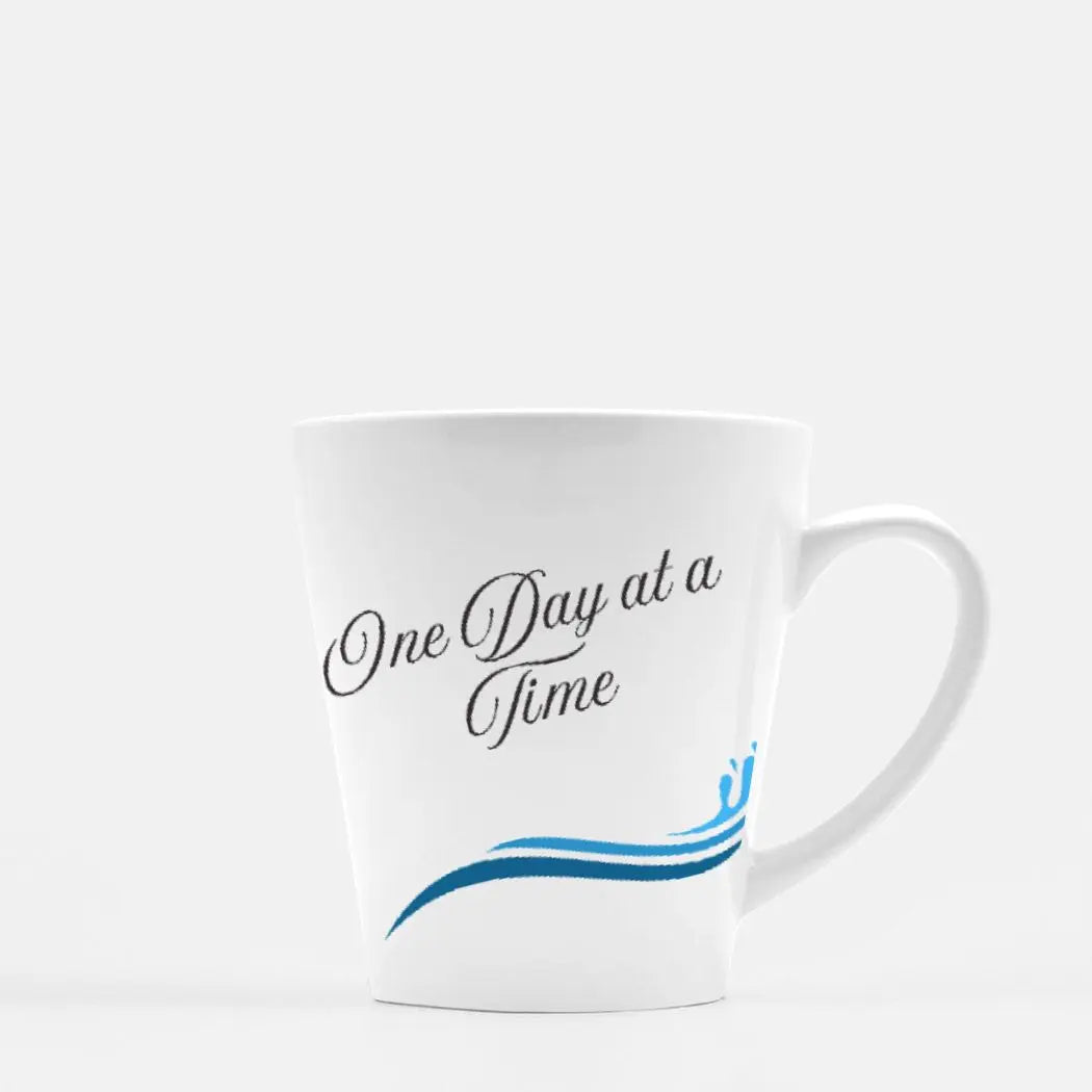 One Day at a Time Mug - Inspirational Motivational Coffee Mug with Calming Wave Design, Encouragement Gift for Self-Care and Positivity - Cozy Candles & Mugs