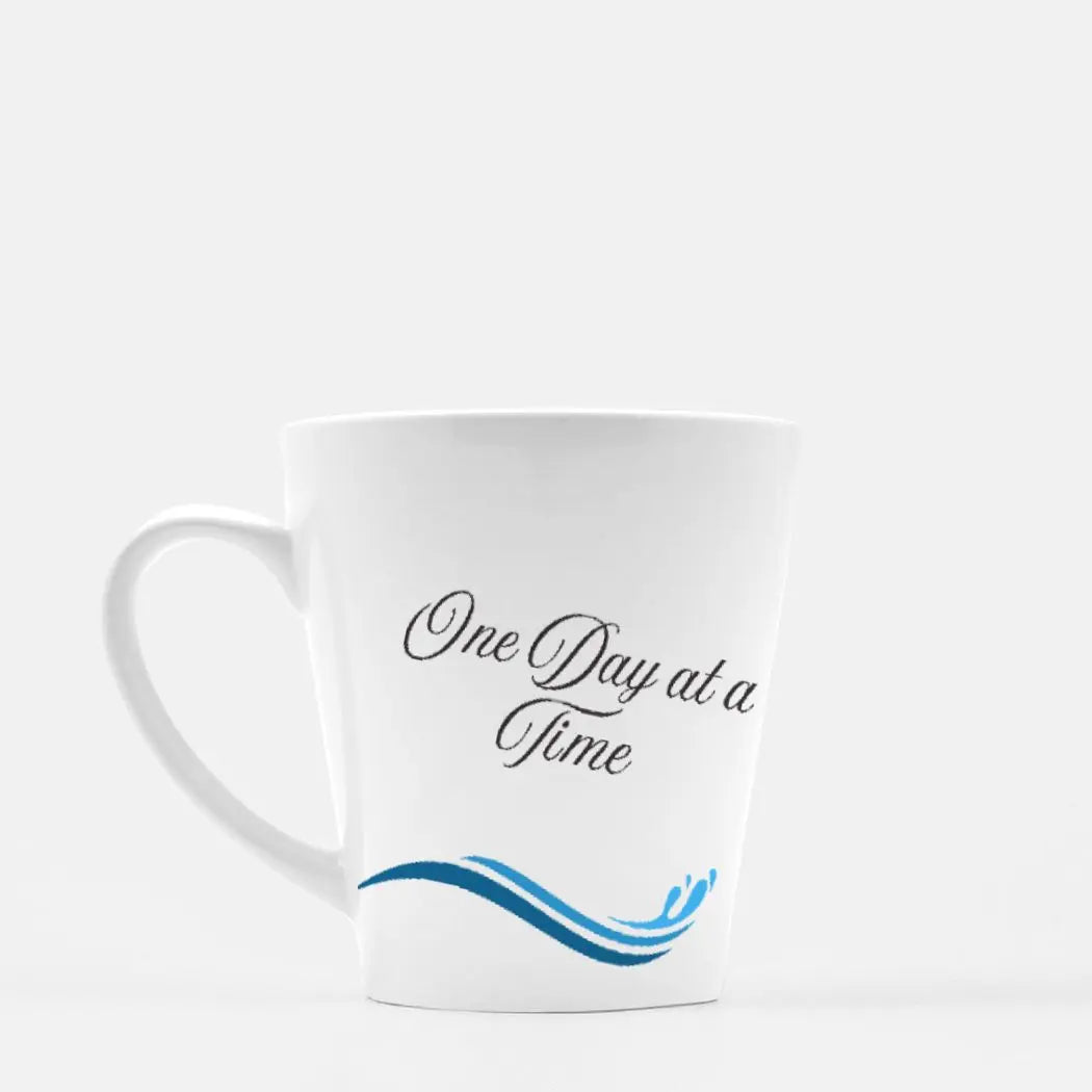 One Day at a Time Mug - Inspirational Motivational Coffee Mug with Calming Wave Design, Encouragement Gift for Self-Care and Positivity - Cozy Candles & Mugs