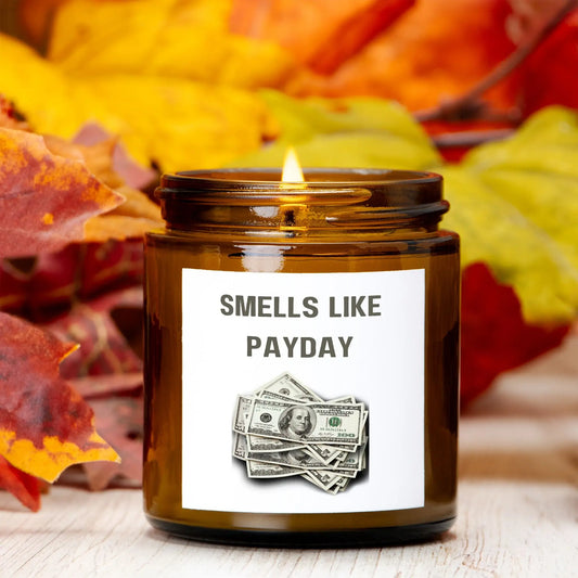 Smells Like Payday – Funny Money-Inspired Candle for Motivation and Success - Cozy Candles & Mugs