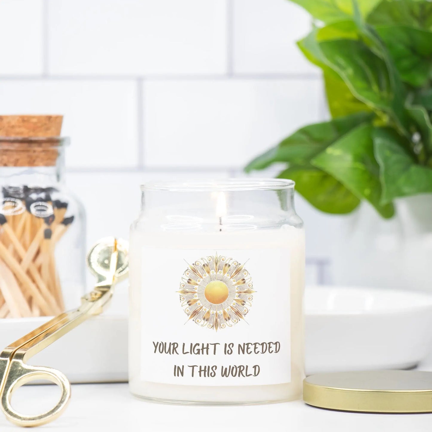 Your Light Is Needed – Inspirational Sunburst Candle for Positivity & Warmth - Cozy Candles & Mugs