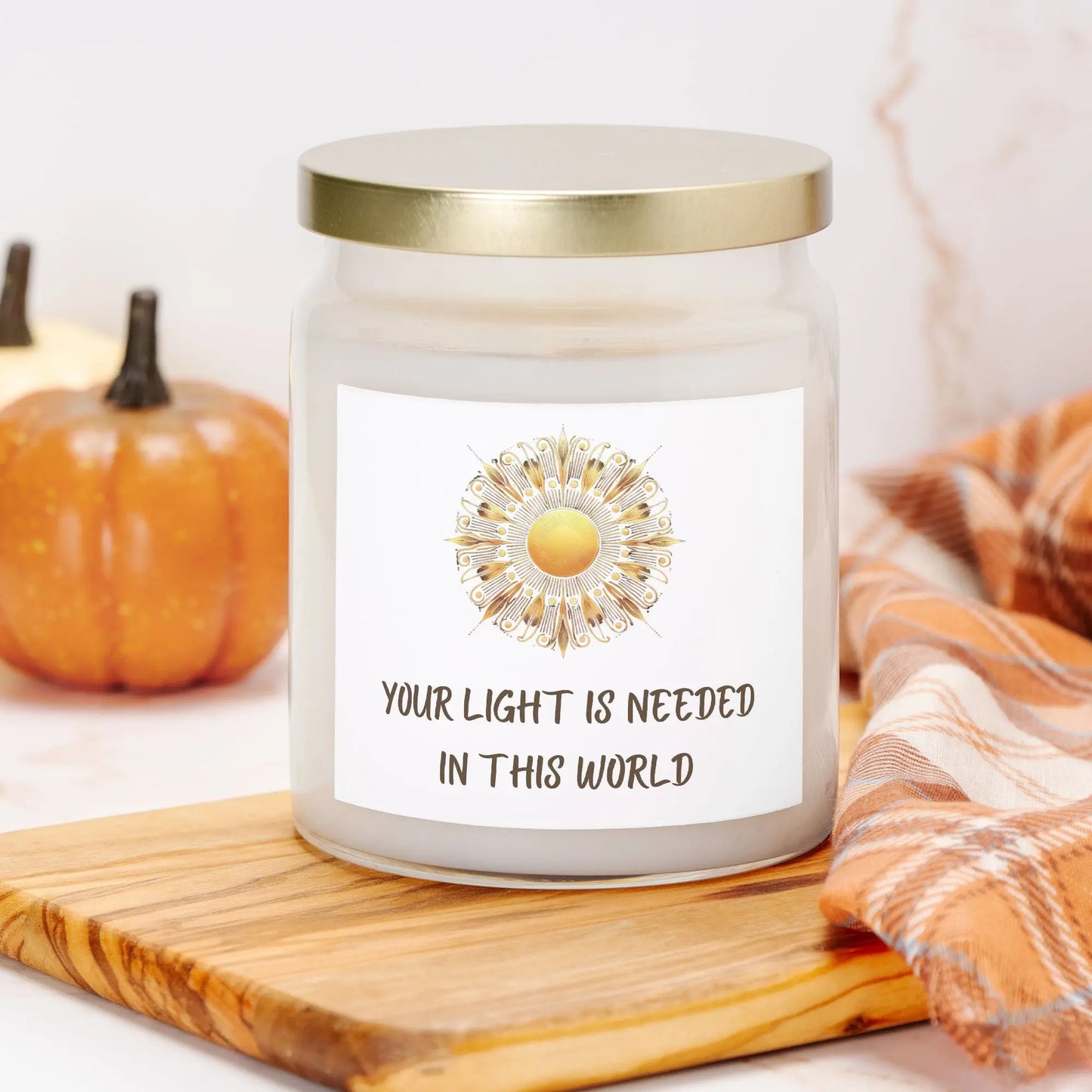 Your Light Is Needed – Inspirational Sunburst Candle for Positivity & Warmth - Cozy Candles & Mugs